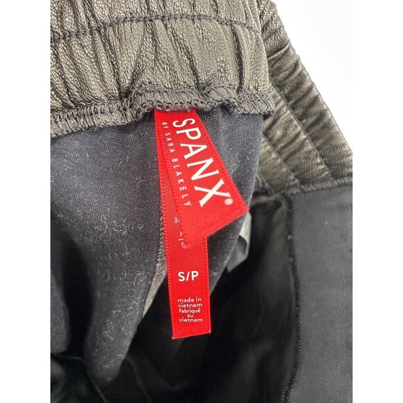 Spanx Faux Leather Joggers Sz S Black jogger high rise pockets Black - Picture 6 of 12